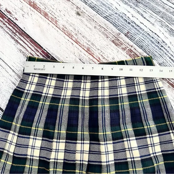 Vintage Guy Curtis 100% Wool Tartan Plaid Pleated Midi Skirt