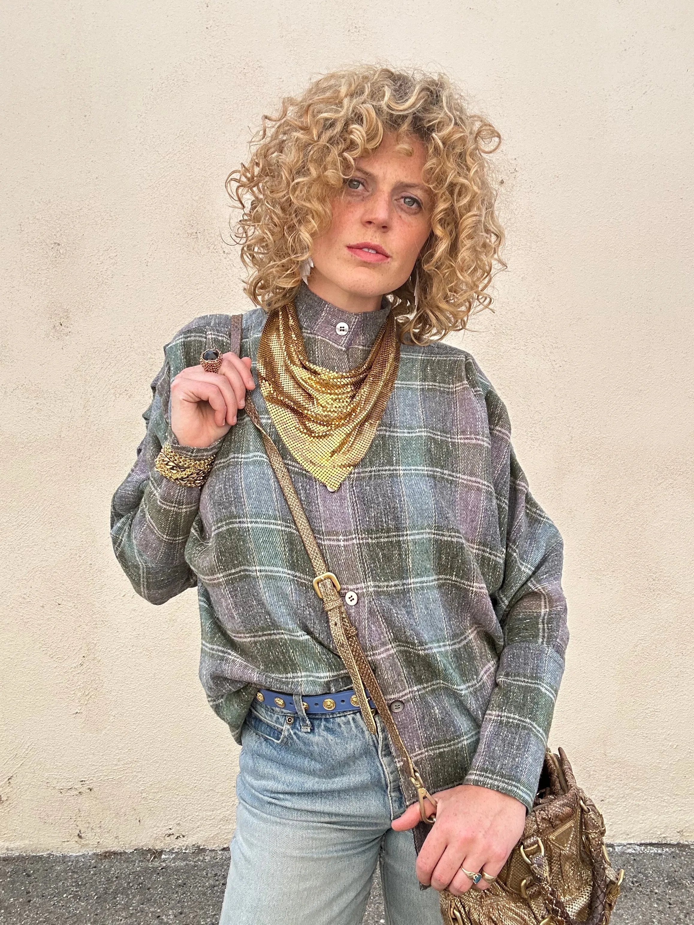 Vintage Issey Miyake Grey Plaid Shirt