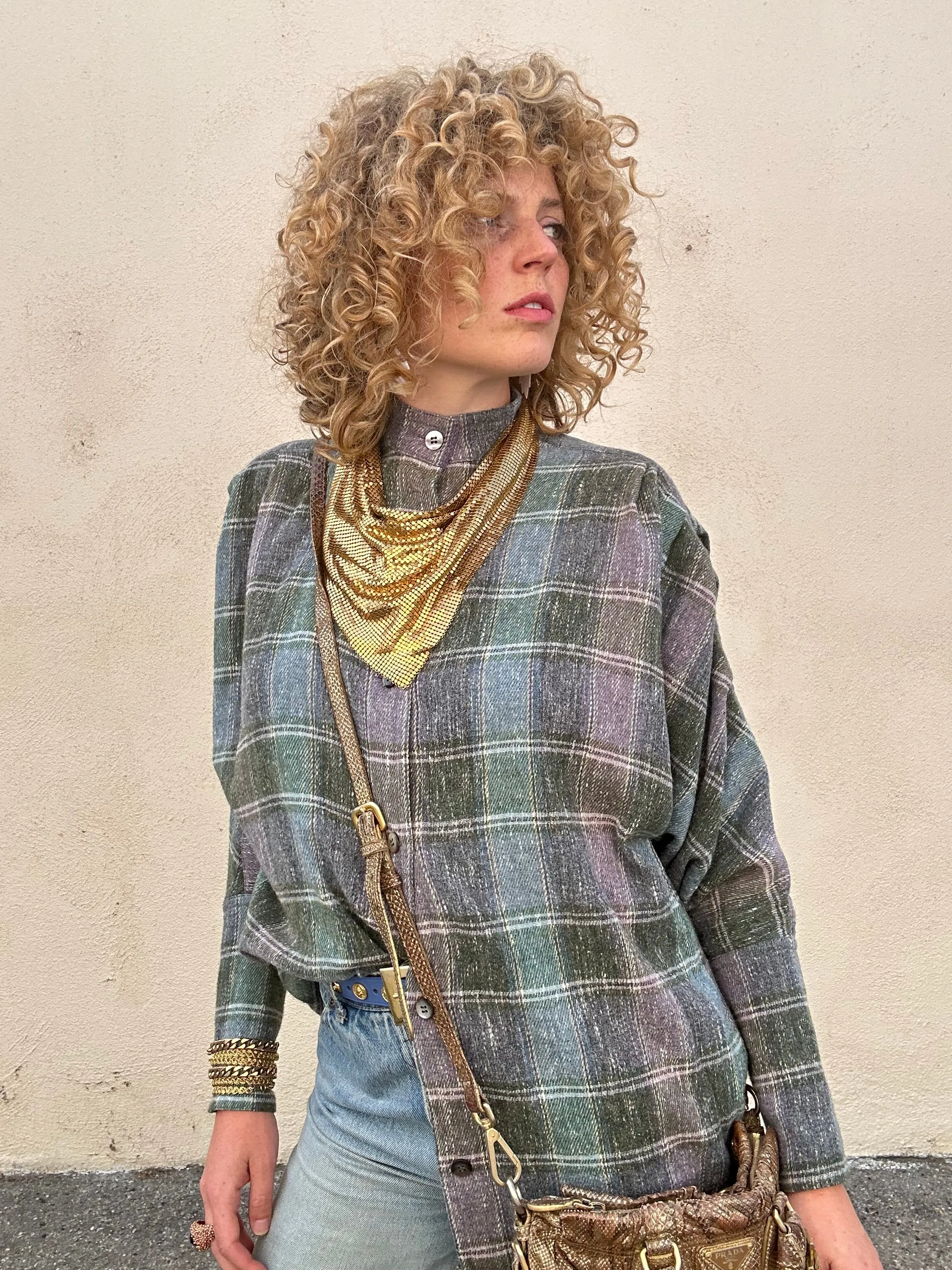 Vintage Issey Miyake Grey Plaid Shirt