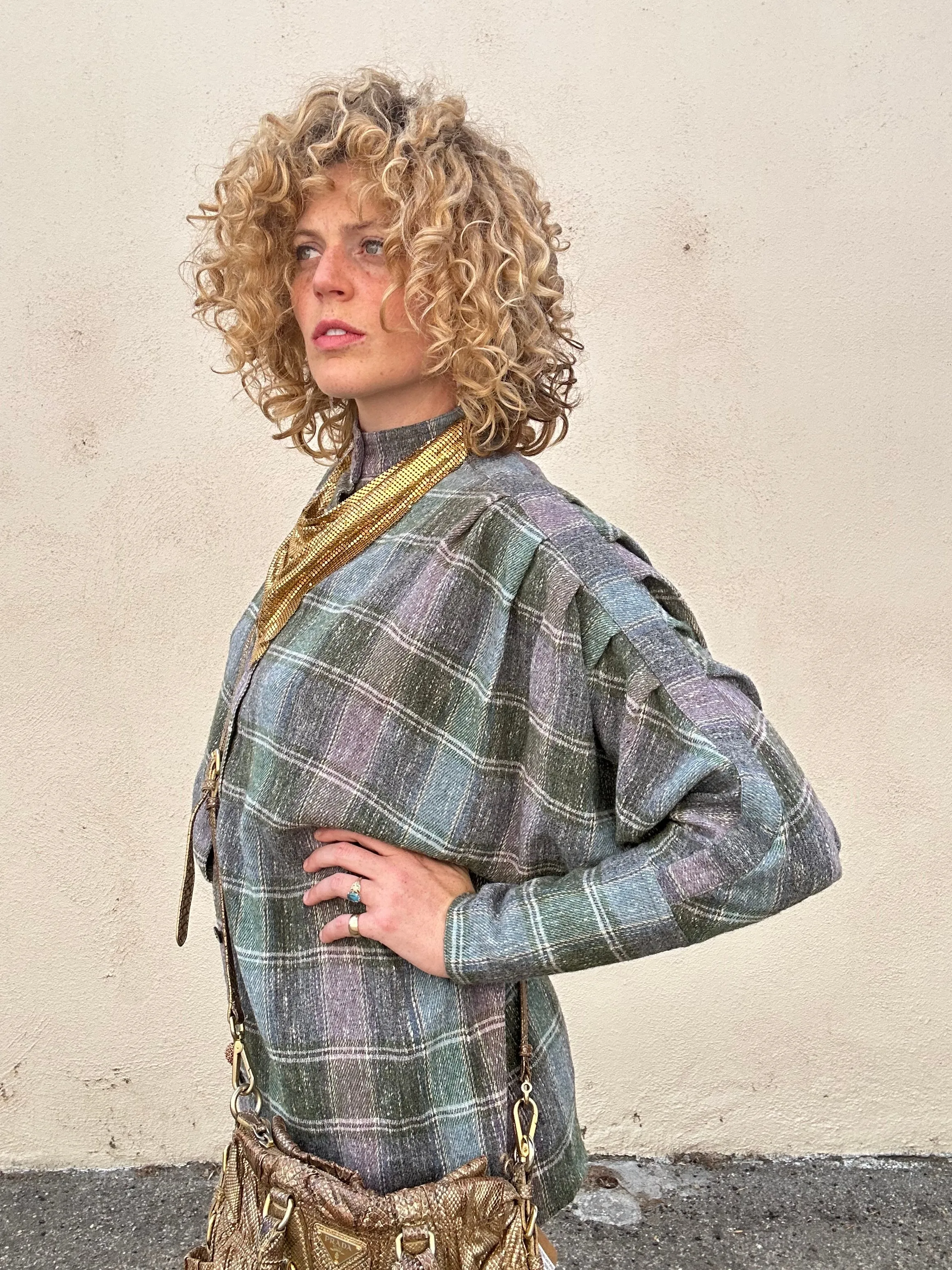 Vintage Issey Miyake Grey Plaid Shirt