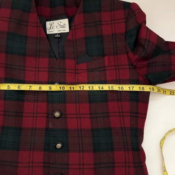 Vintage Le Suit Wool Plaid Blazer Jacket &amp; Skirt 6