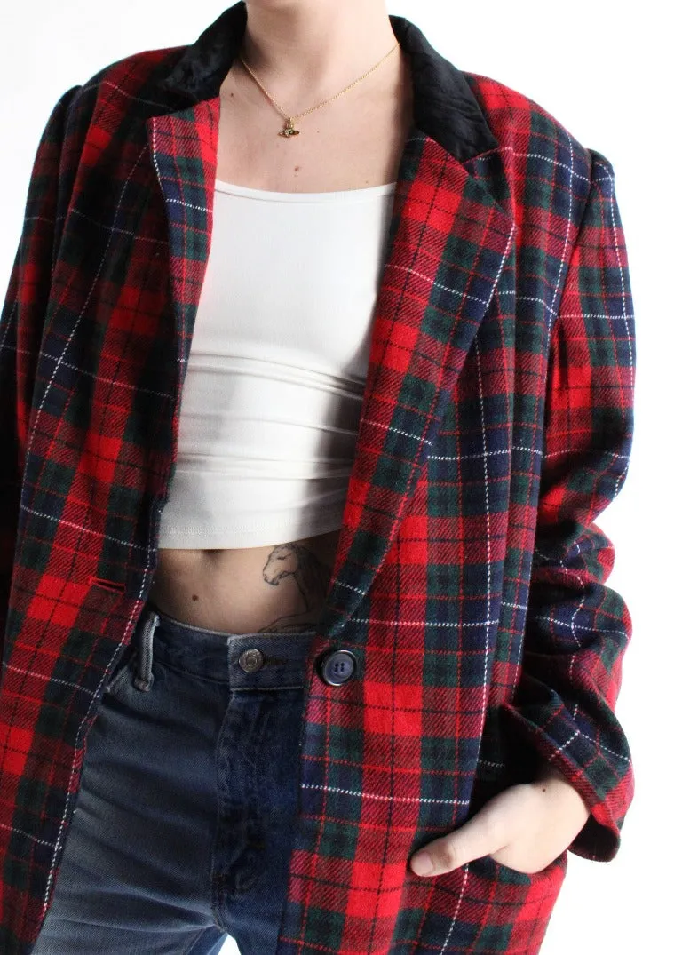 Vintage Plaid Blazer S0456