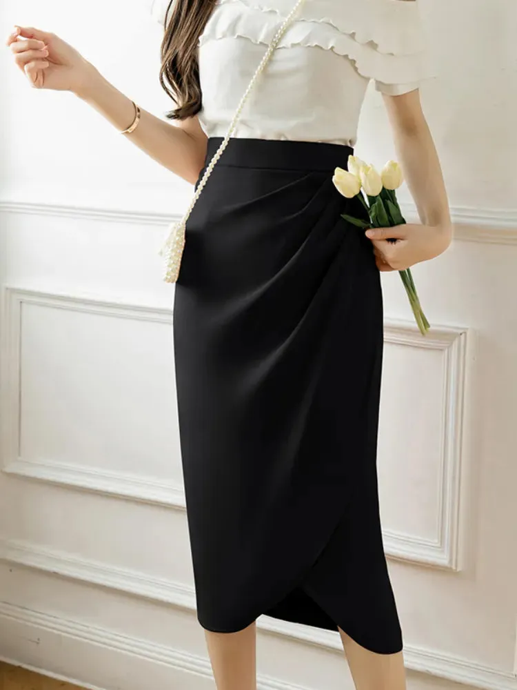 Vintage Skirts Women Hip Skirts Fashion Women Clothing High Waist Split One Step Skirts Black Skirt Irregular Skirts Womens