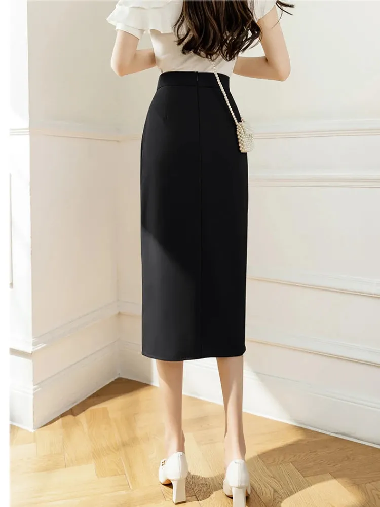 Vintage Skirts Women Hip Skirts Fashion Women Clothing High Waist Split One Step Skirts Black Skirt Irregular Skirts Womens