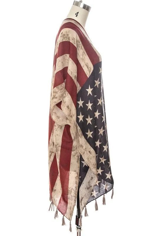 Vintage US Flag Shaped Shawl