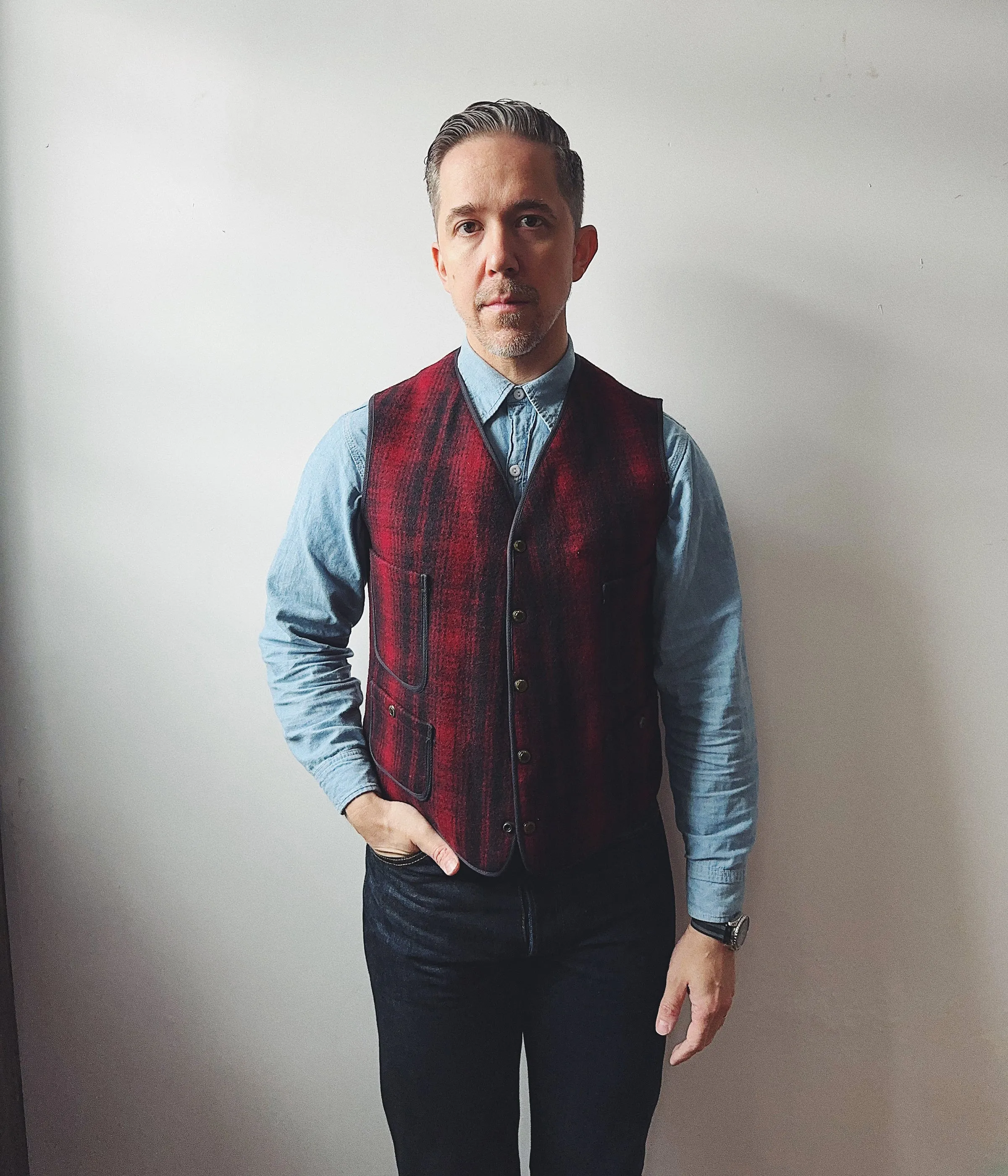 Vintage Woolrich Buckle Back Vest – Medium