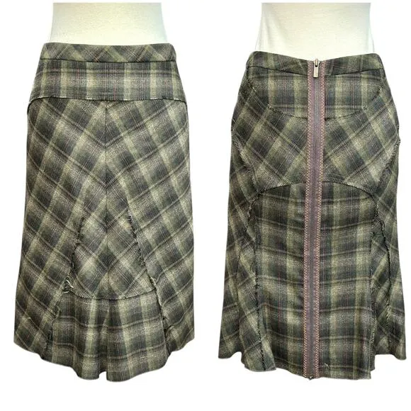 Vintage Y2K BCBG skirt womens 0 plaid wool academia grunge goth preppy clueless