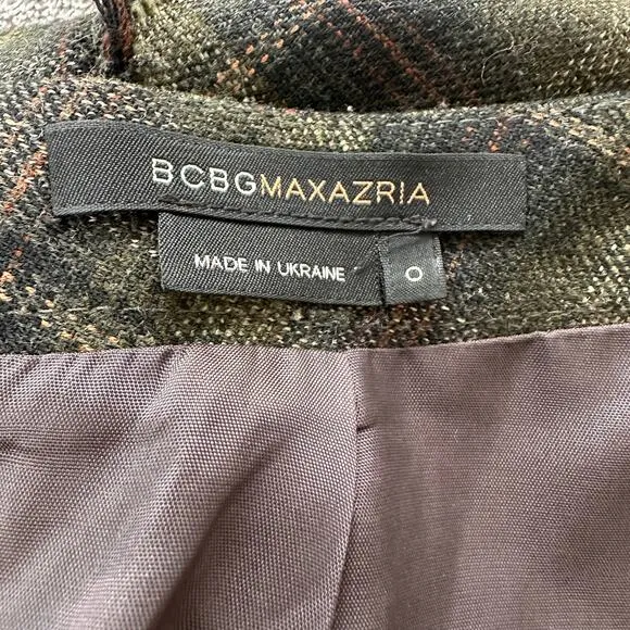 Vintage Y2K BCBG skirt womens 0 plaid wool academia grunge goth preppy clueless