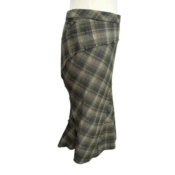 Vintage Y2K BCBG skirt womens 0 plaid wool academia grunge goth preppy clueless
