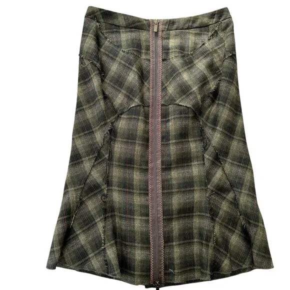 Vintage Y2K BCBG skirt womens 0 plaid wool academia grunge goth preppy clueless