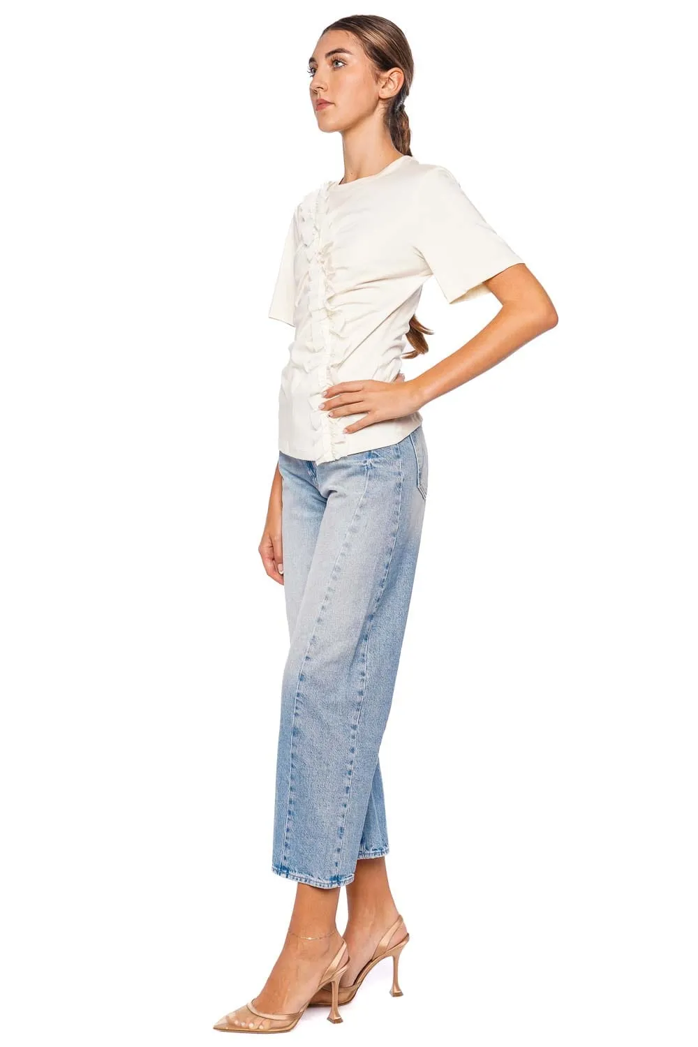 Vivi Cowrie Ruffled Cotton Top