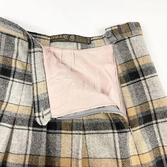 VTG Gor-Ray Wool Skirt Women Small Koneray Pleated Tartan Plaid Preppy Academia