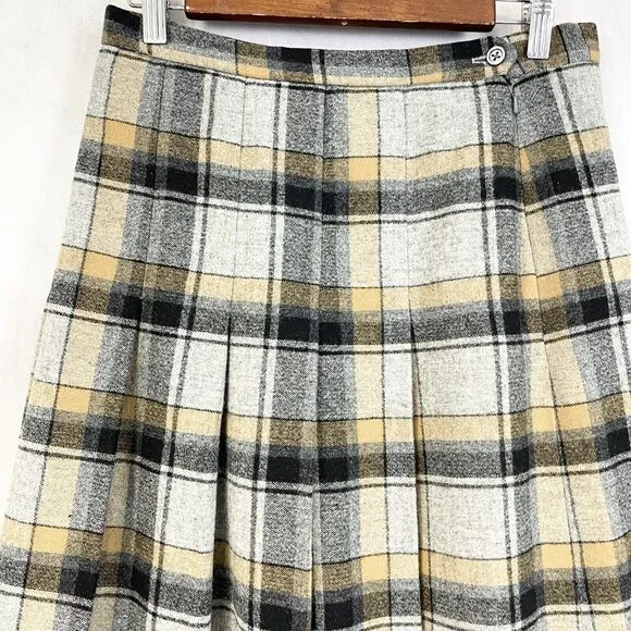 VTG Gor-Ray Wool Skirt Women Small Koneray Pleated Tartan Plaid Preppy Academia