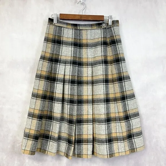 VTG Gor-Ray Wool Skirt Women Small Koneray Pleated Tartan Plaid Preppy Academia