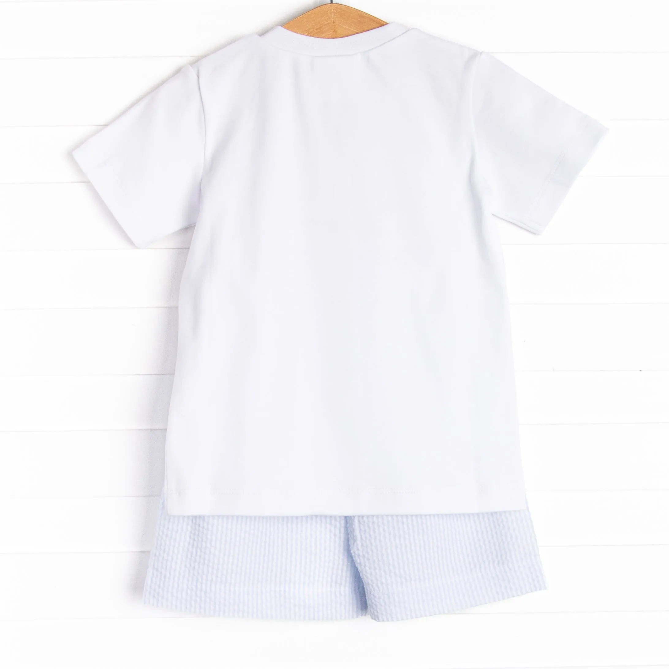 Walk and Wag Smocked Short Set, Blue