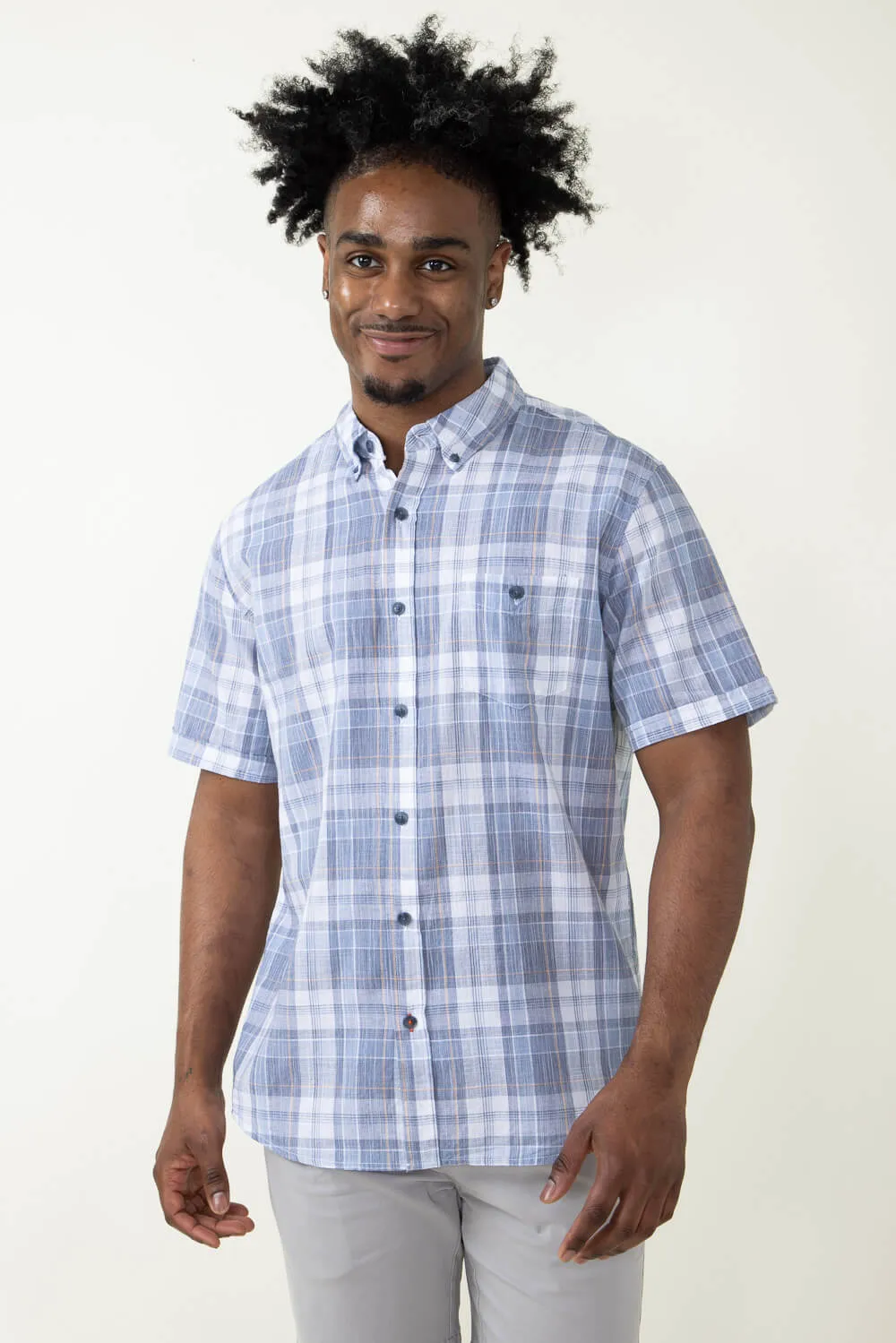 Weatherproof Vintage Cotton Plaid Button Down Shirt for Men in Blue | S2484281GK-KENTUCKYBLU