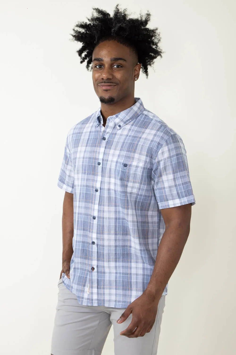 Weatherproof Vintage Cotton Plaid Button Down Shirt for Men in Blue | S2484281GK-KENTUCKYBLU