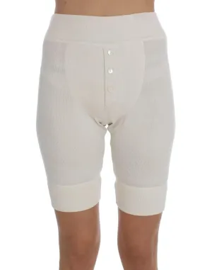 White Ribbed Wool Underwear Shorts