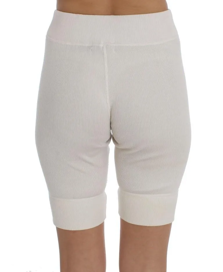 White Ribbed Wool Underwear Shorts