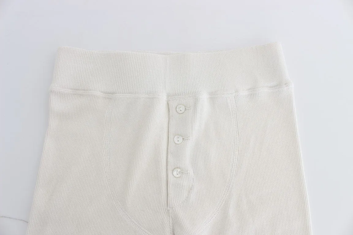 White Ribbed Wool Underwear Shorts
