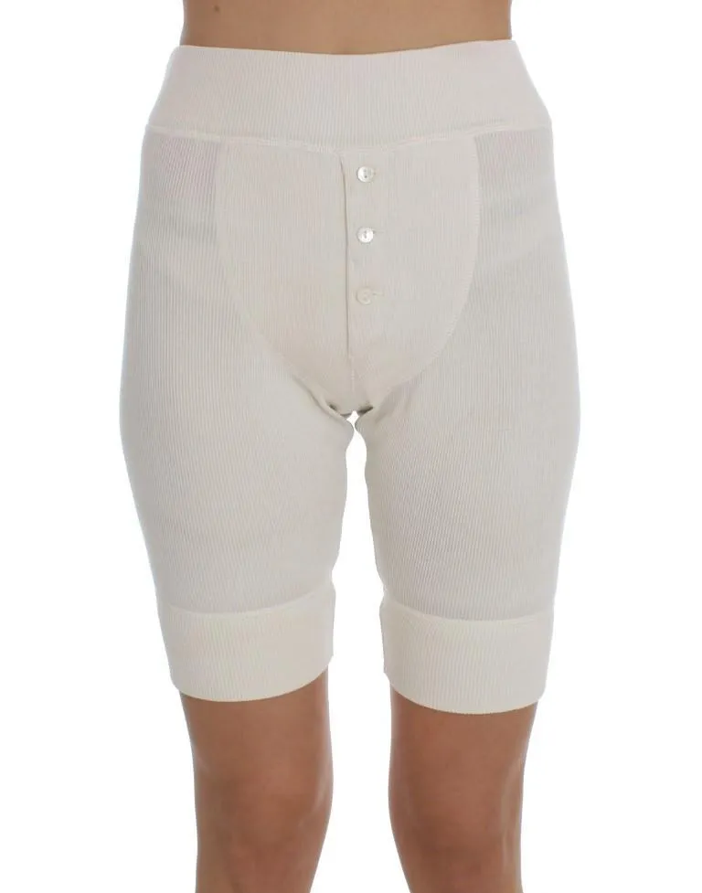 White Ribbed Wool Underwear Shorts