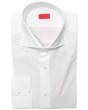 White Seersucker Cotton Dress Shirt