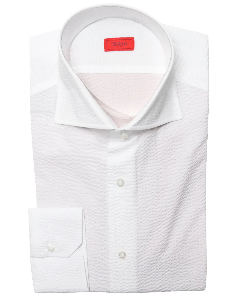 White Seersucker Cotton Dress Shirt