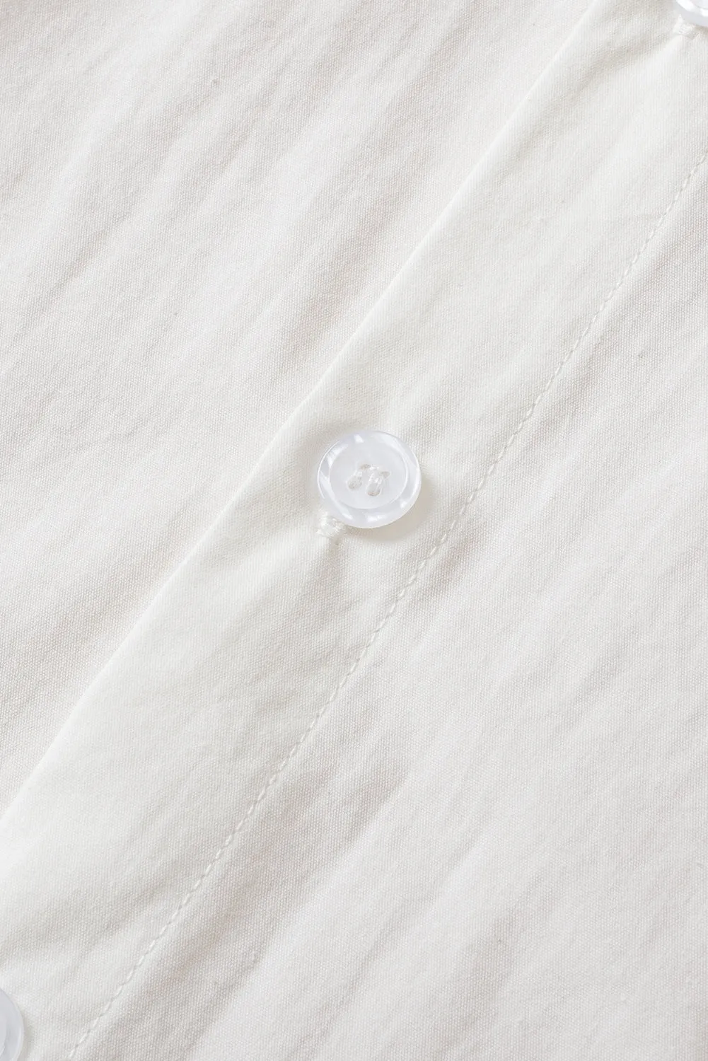 White Solid Puff Short Sleeve Shirt