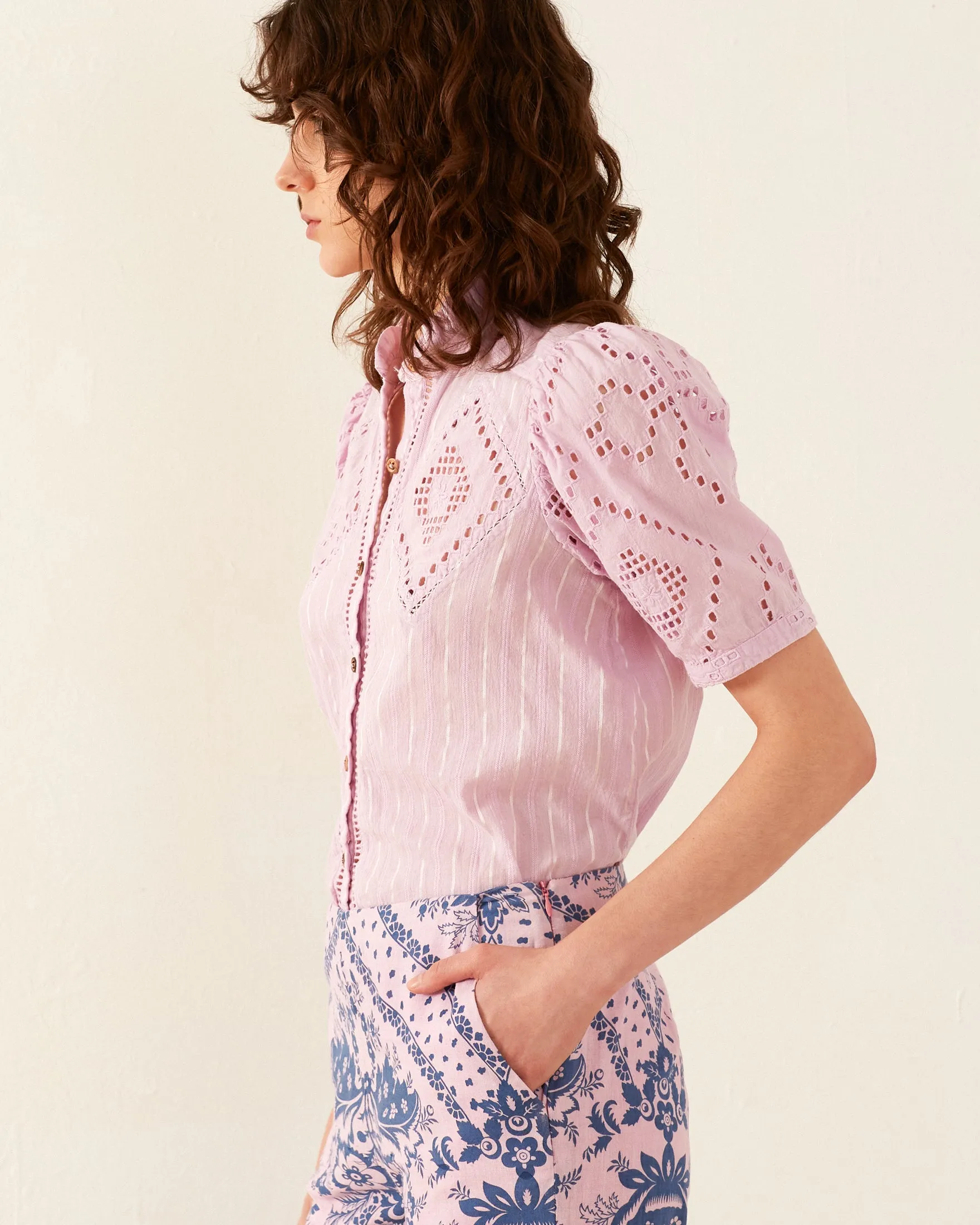Winn Lilac Eyelet Shirt