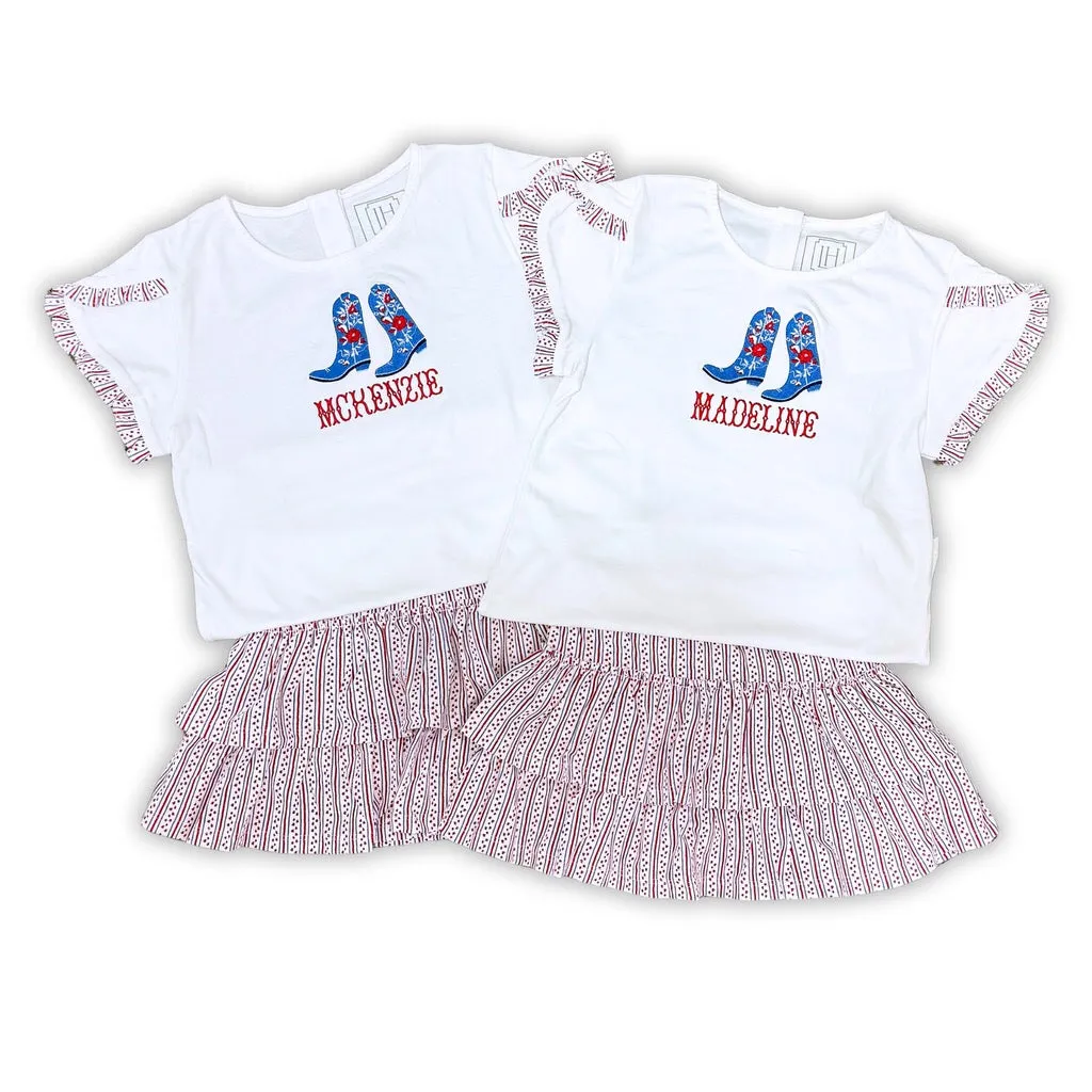 Winnie Girls' Pima Cotton Skirt Set - Stars and Stripes