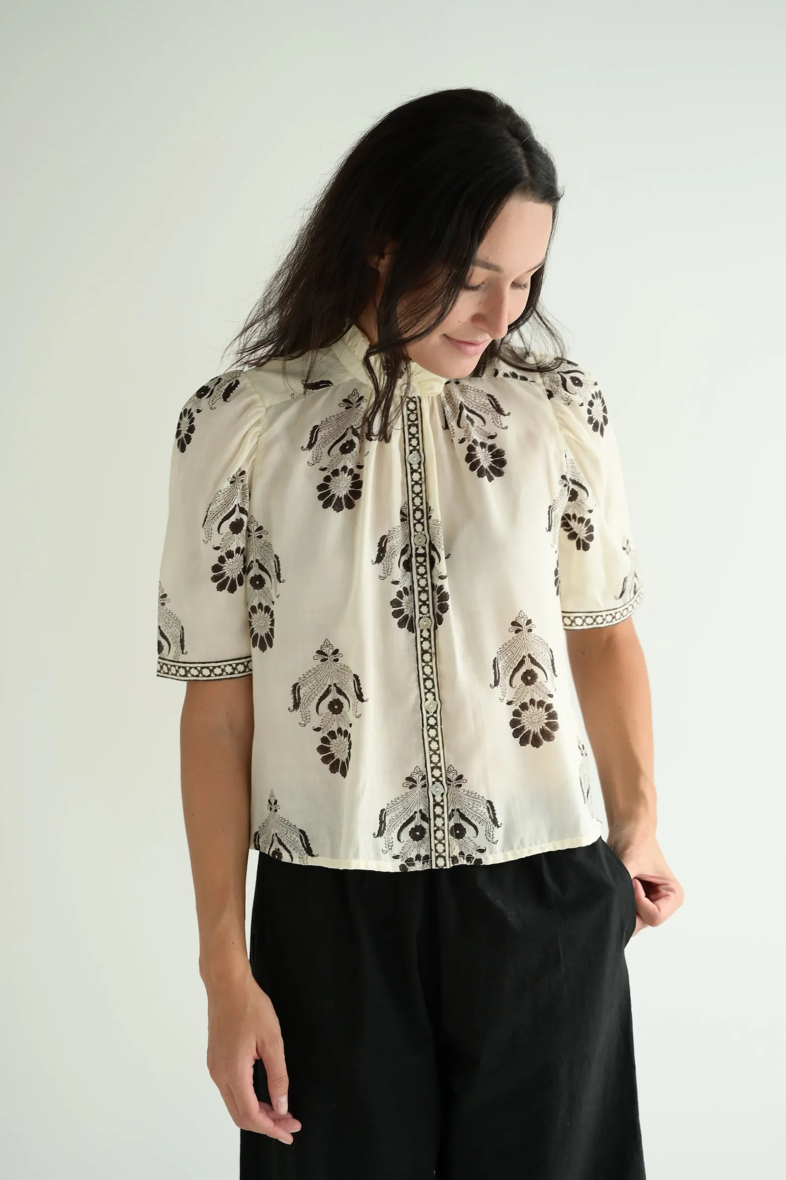 Winnie Shirt in Ink Cactus Flower
