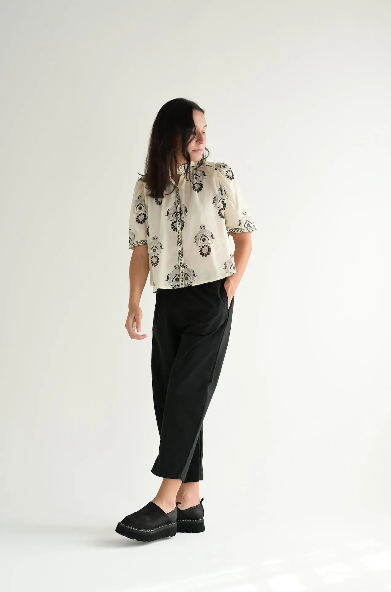 Winnie Shirt in Ink Cactus Flower
