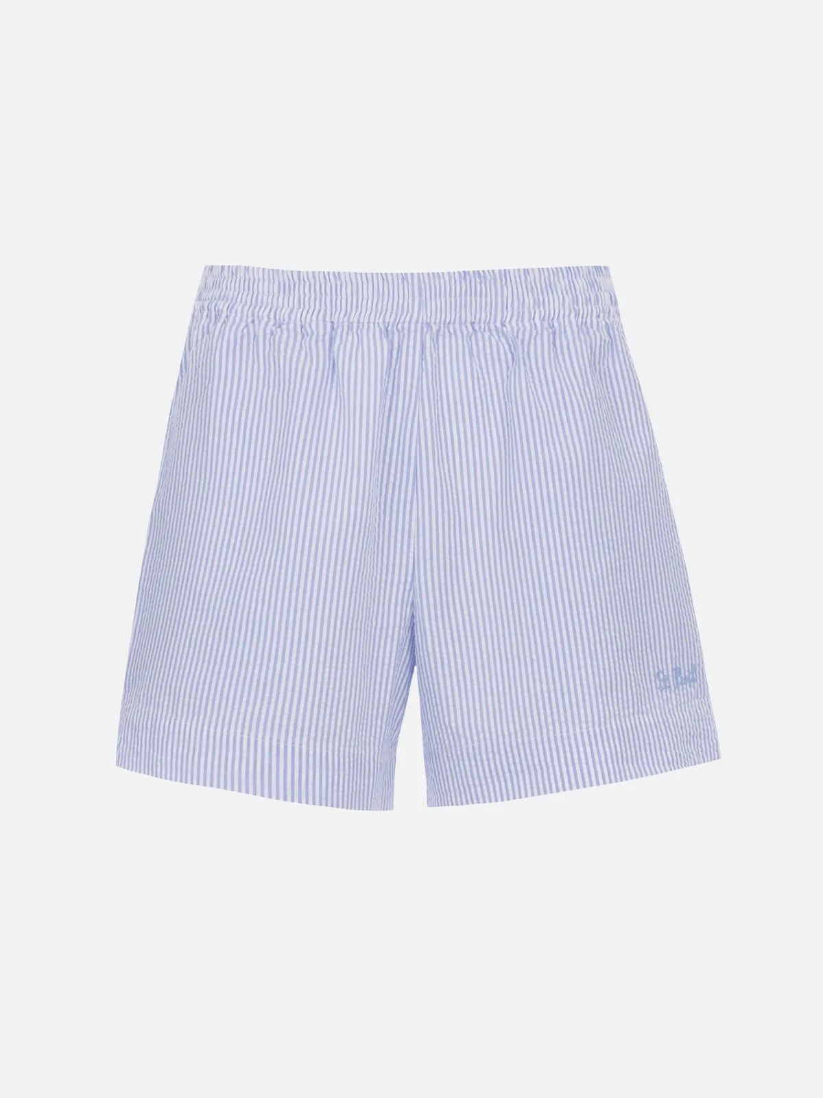 Woman seersucker striped pull up shorts Meave