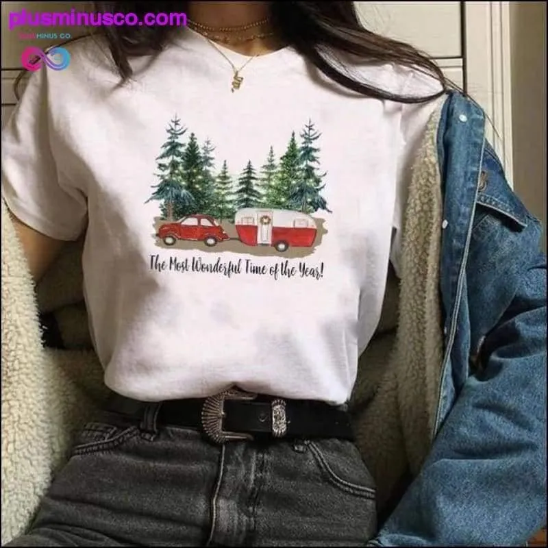 Womens Plaid Truck Tree Print Christmas Tree New Year