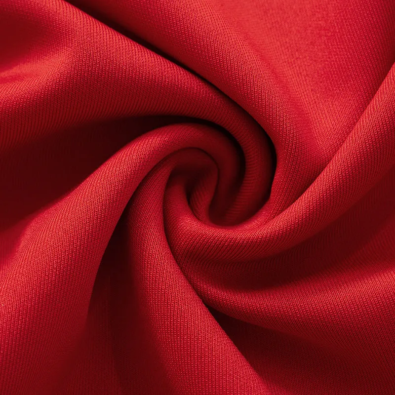 Women's Pure Color Square Neck Puff Sleeve Waist-Cinching Ruffled Hem Short Red Dress C-241018-3