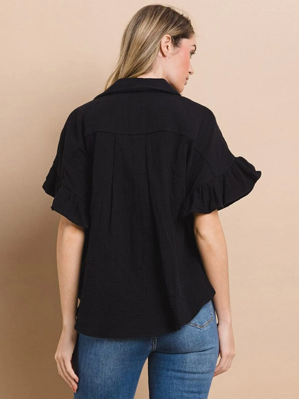 WOMEN'S SHORT SLEEVE V-NECK TUNIC BLOUSE