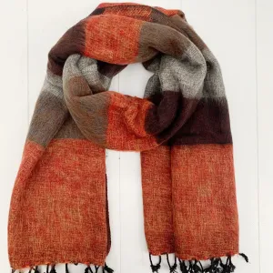 WOOL BLEND “AUTUMN” STRIPED SHAWL 80x195CM