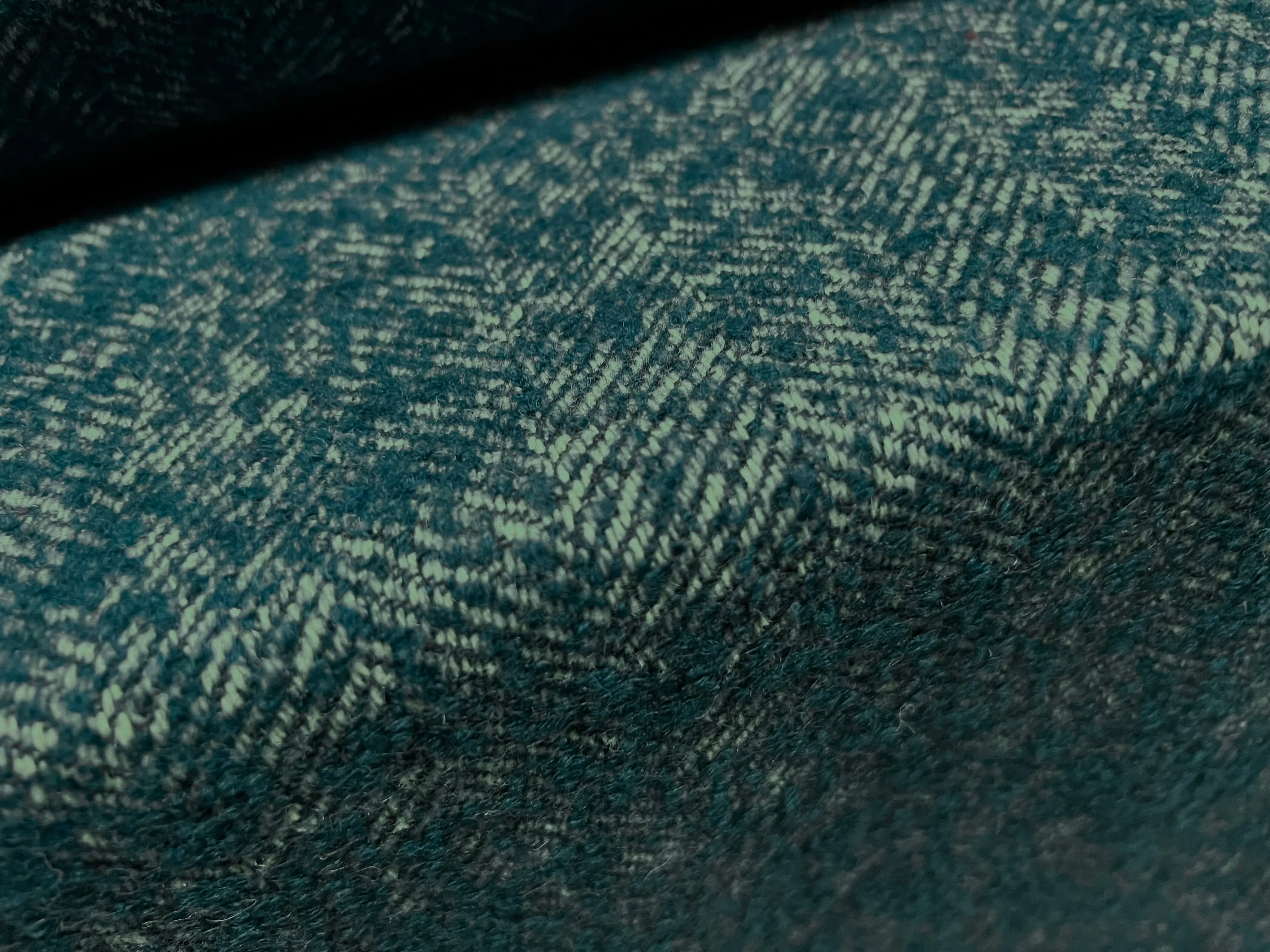 Wool blend bouclé fabric, per metre - herringbone - teal