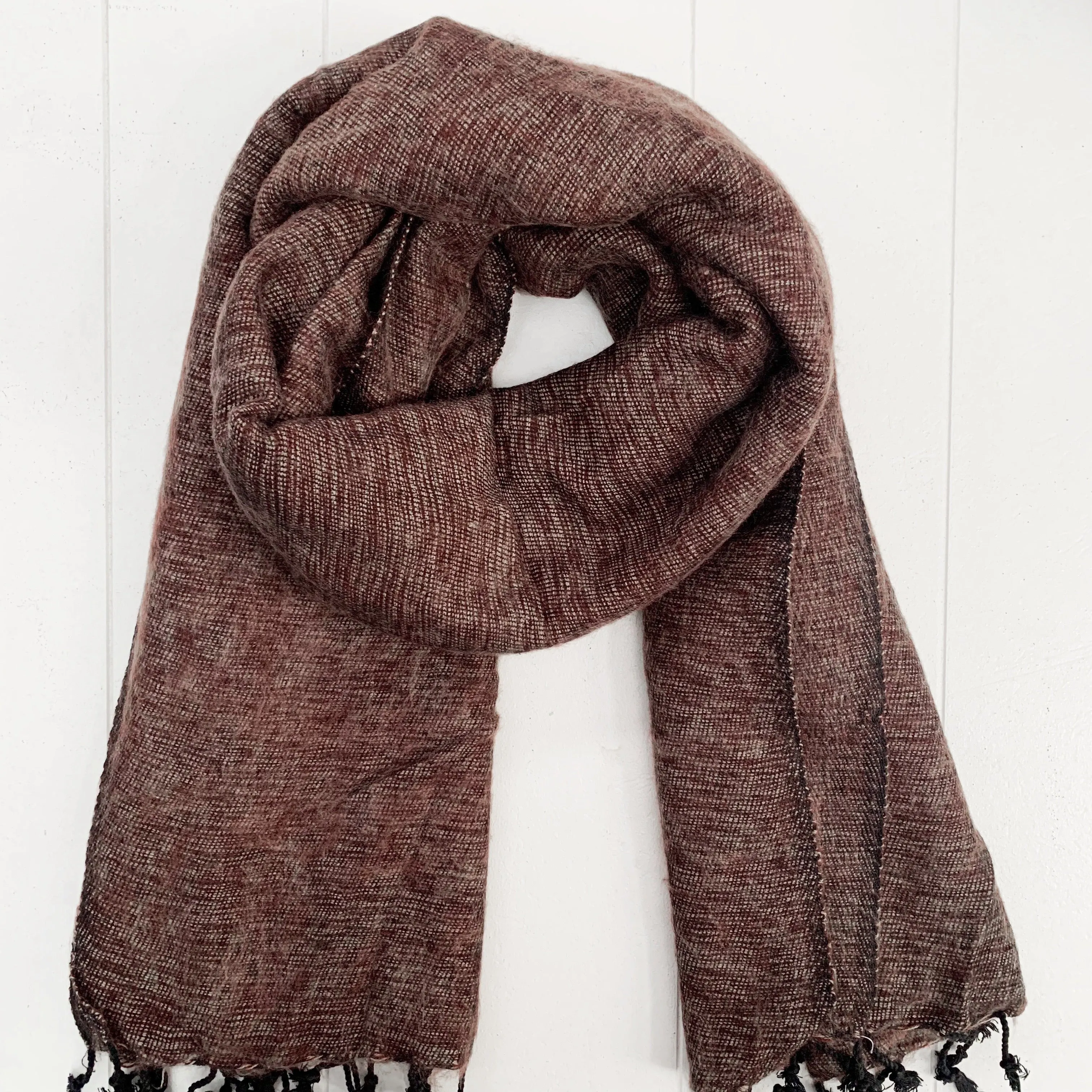 WOOL BLEND “CHOCOLATE” SHAWL 80x195CM