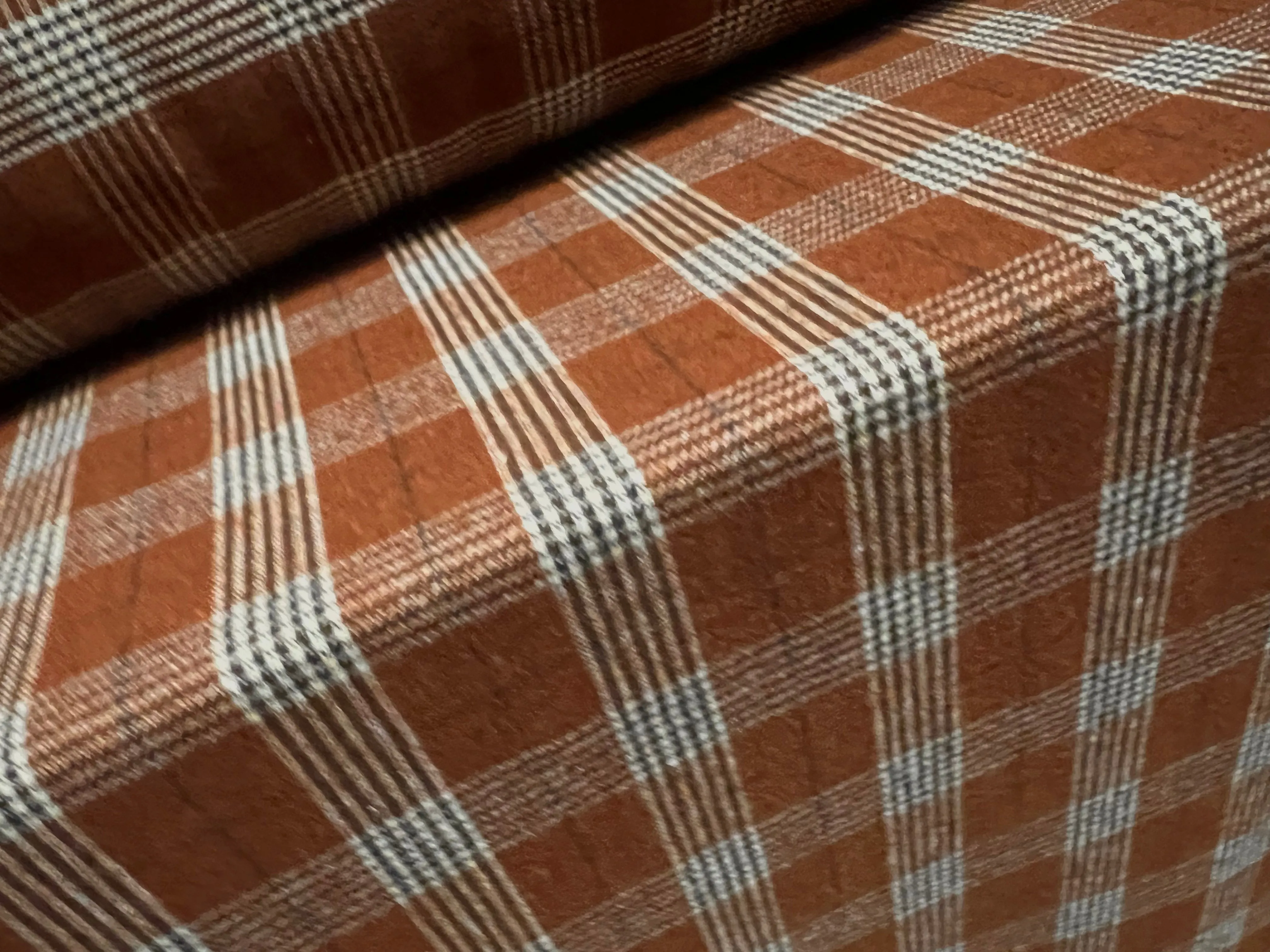 Wool blend suiting jacket fabric, per metre - check - tobacco