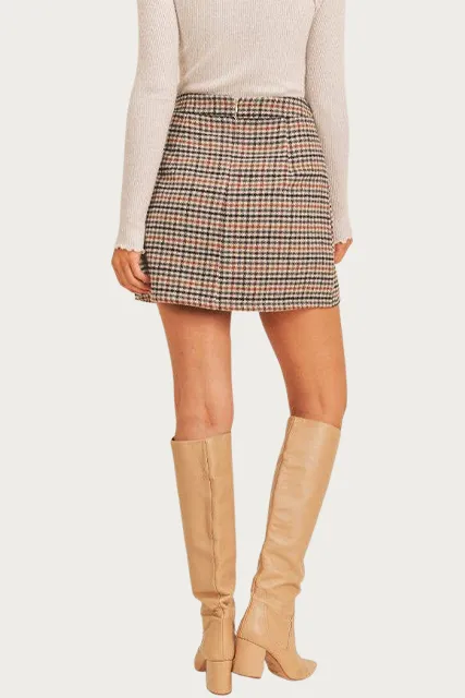 WOOL-BLEND WRAP MINI SKIRT