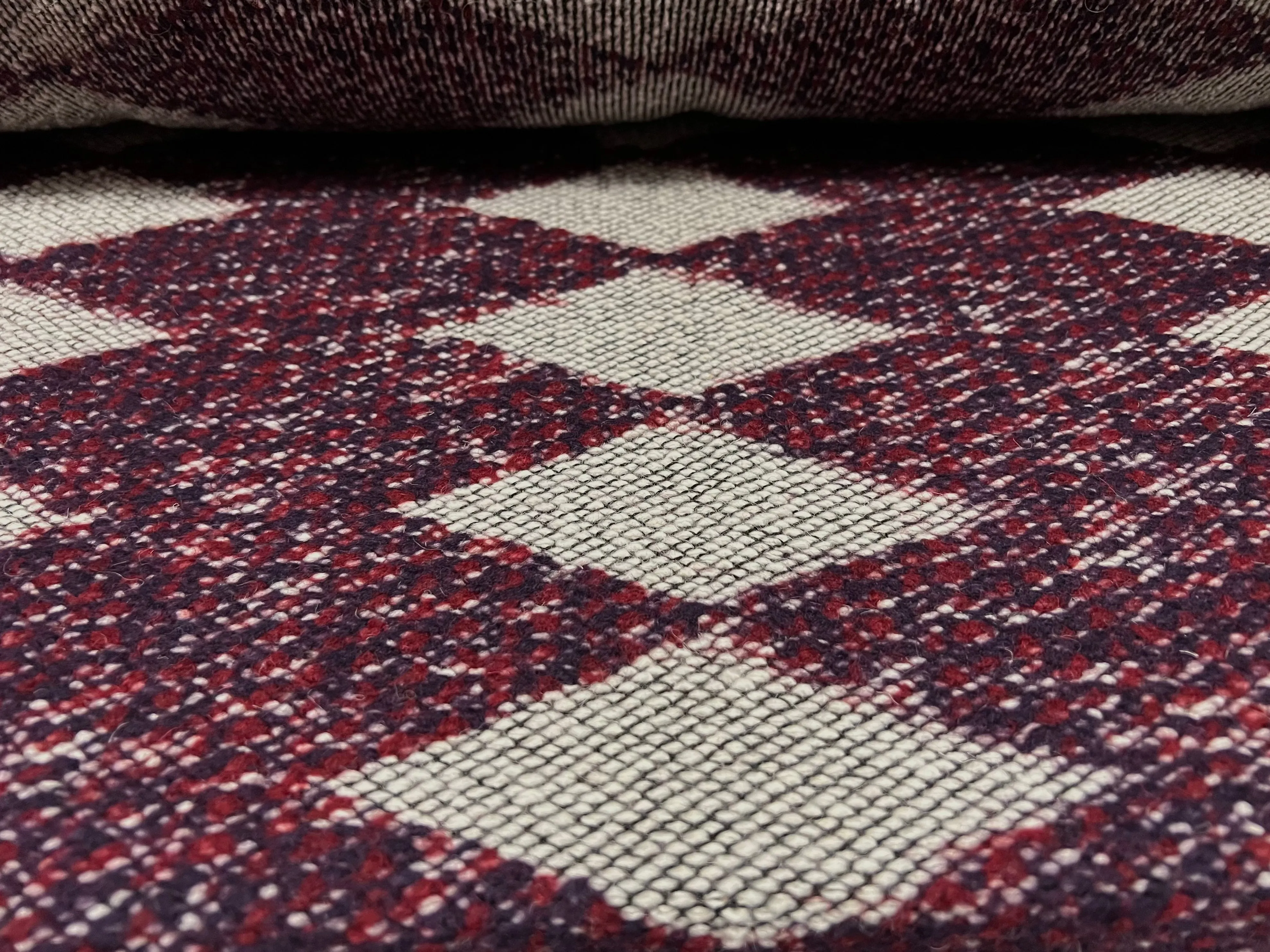 Wool bouclé heavyweight fabric, per metre - diamond argyle check - purple wine & grey