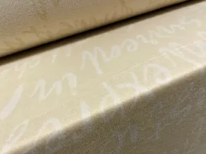 Wool mouflon flannel fabric, per metre - artistic diversity words jacquard - beige