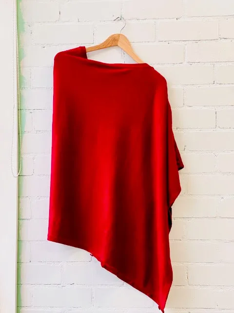 WOOL N CASHMERE BLEND BUTTON PONCHO/THROW