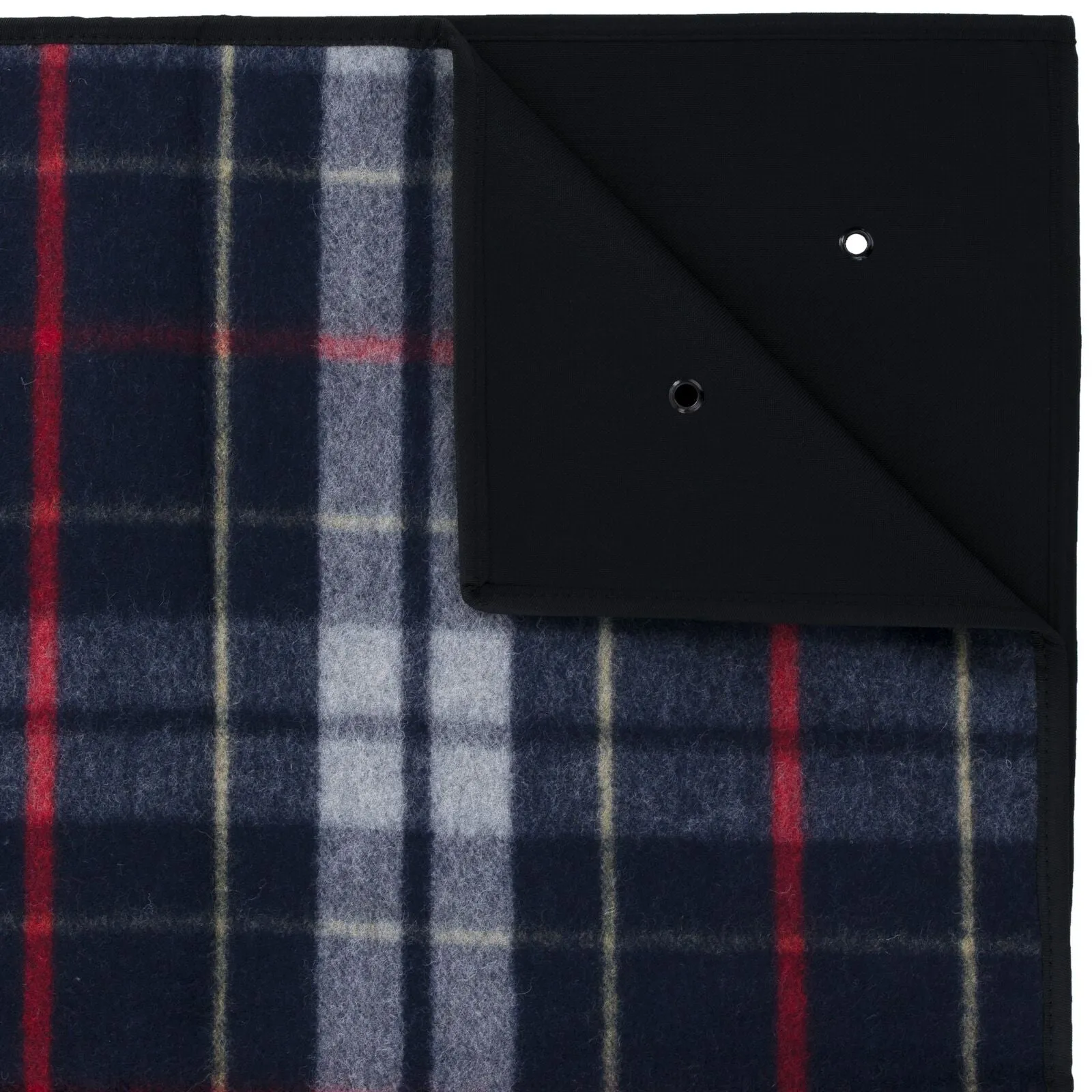 Wool Outdoor/Picnic Blanket – Blue Plaid – Waterproof & Heavy-Duty