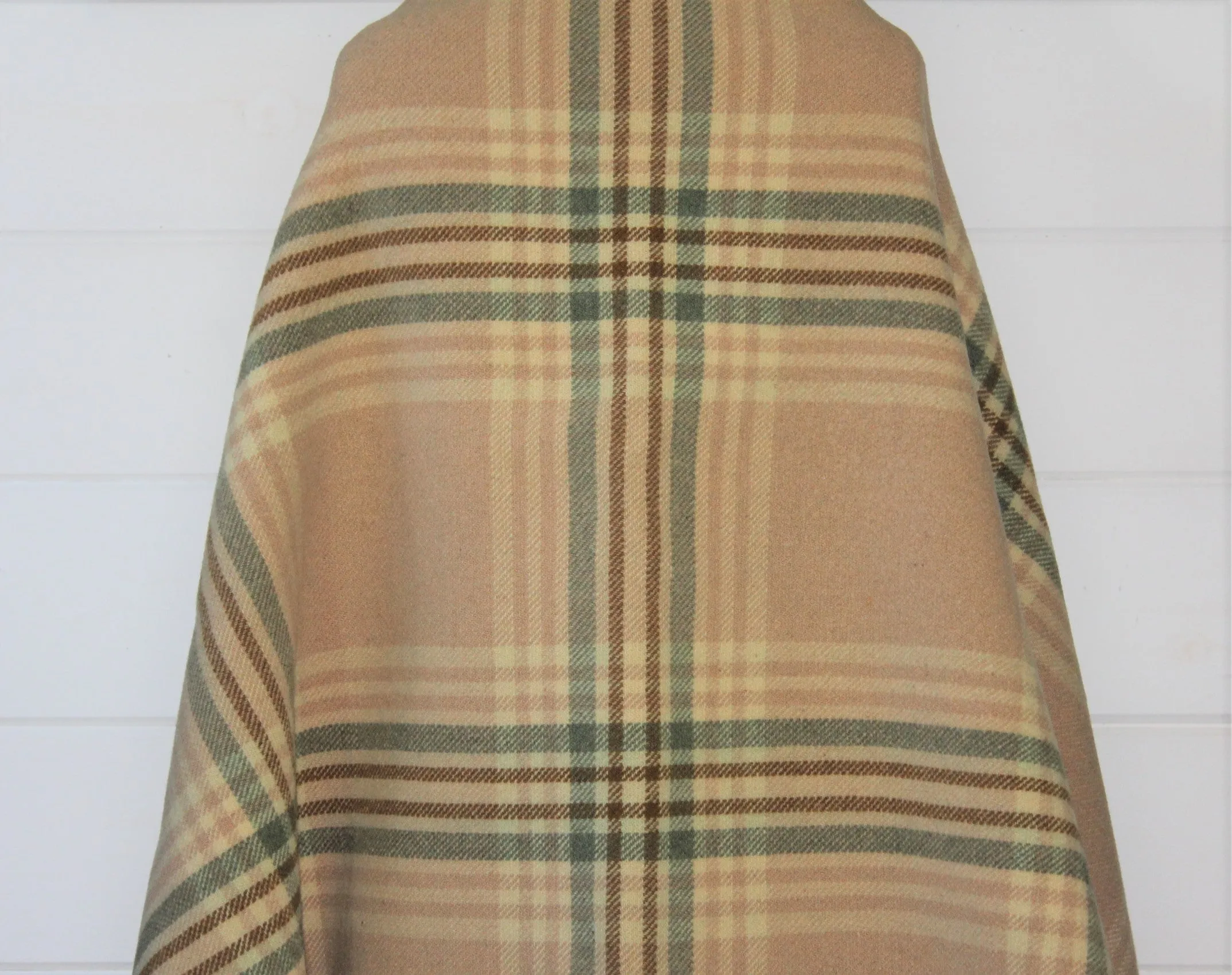 Wool Plaid Blanket Poncho