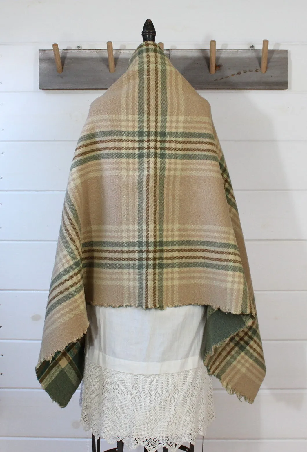 Wool Plaid Blanket Poncho