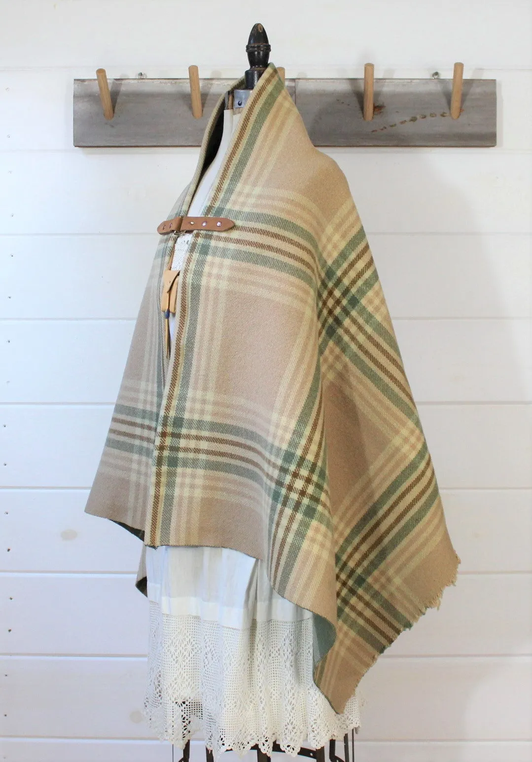 Wool Plaid Blanket Poncho