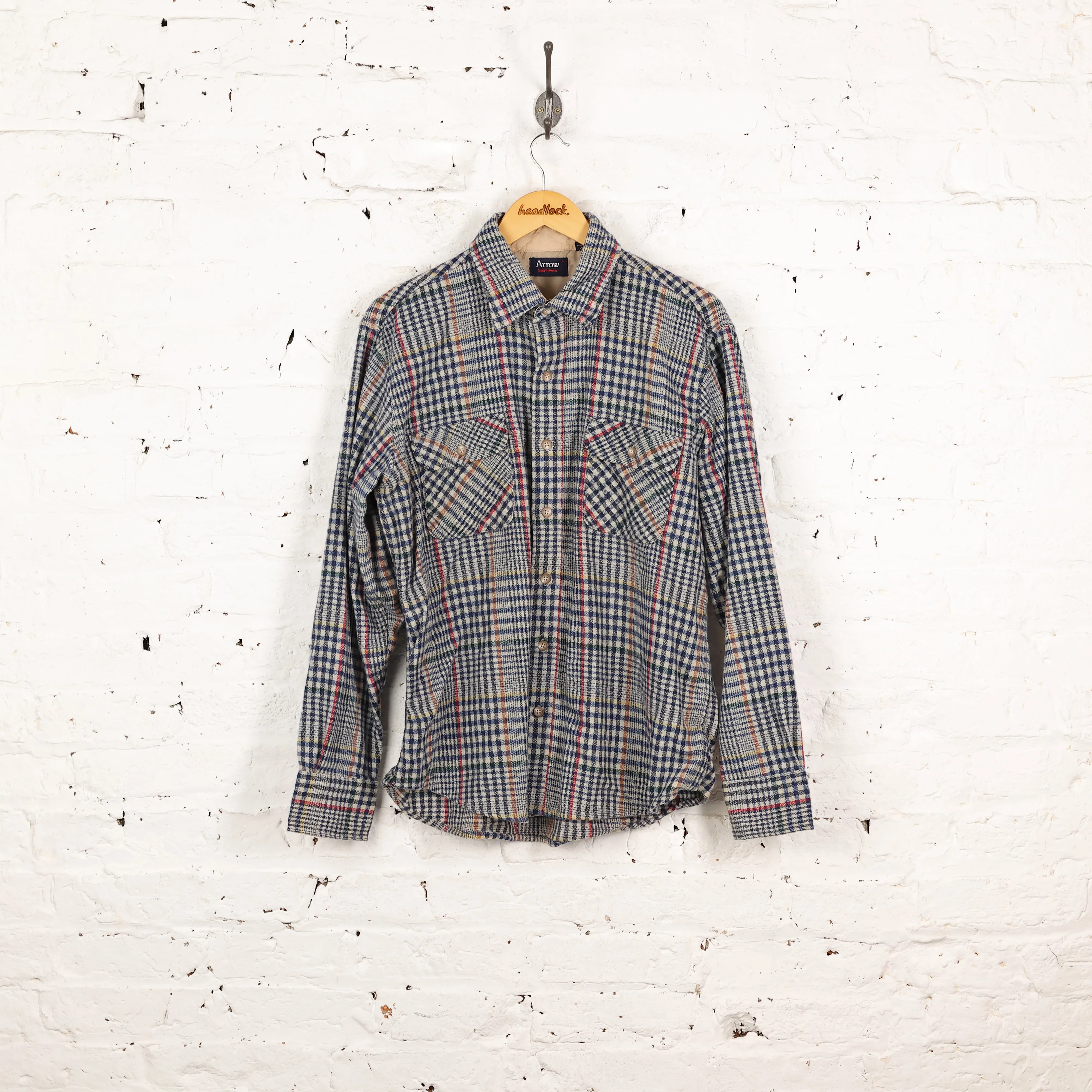 Wool Plaid Check Shirt - Beige - L