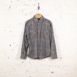 Wool Plaid Check Shirt - Beige - L